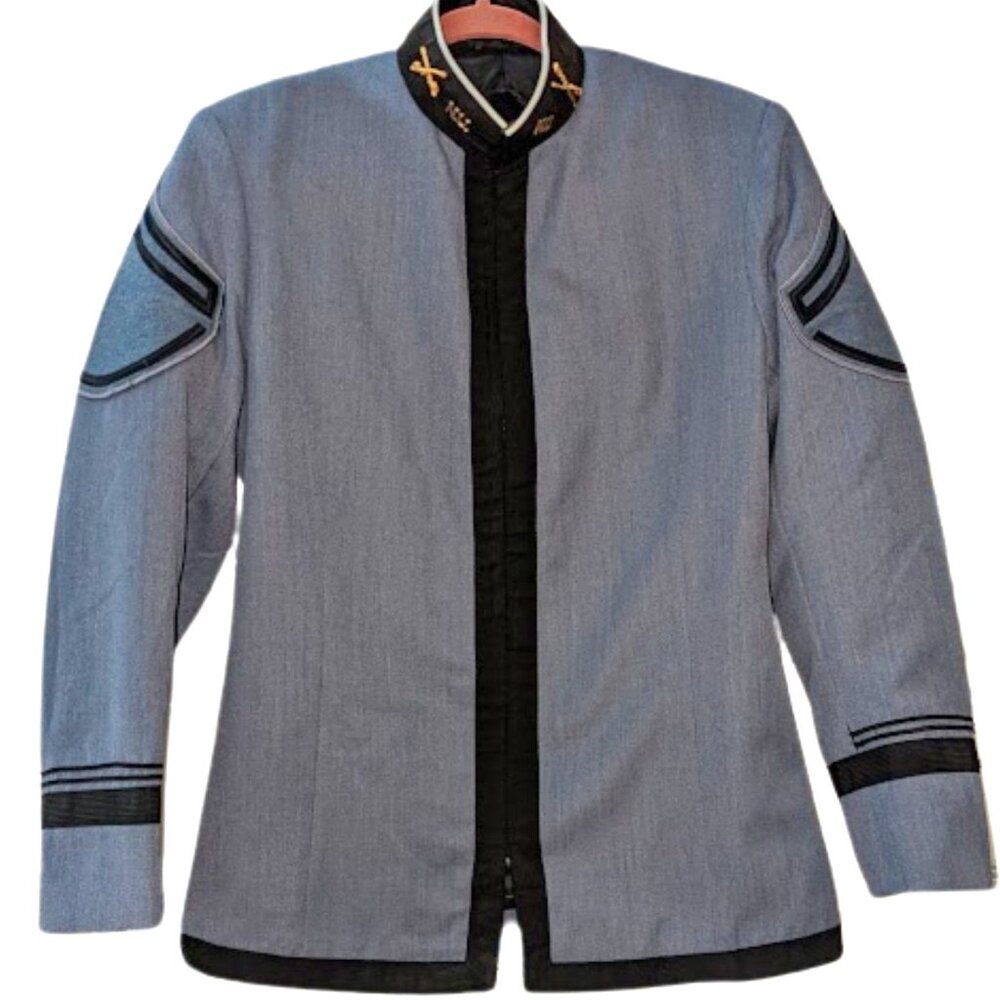 Vintage US Military West Point Cadet Fitted Medium Full Zip Blue Grey Jacket 40R